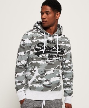 Superdry Vintage Logo Camo Férfi Kapucnis Pulóver Szürke/Fehér | KHTXF1342